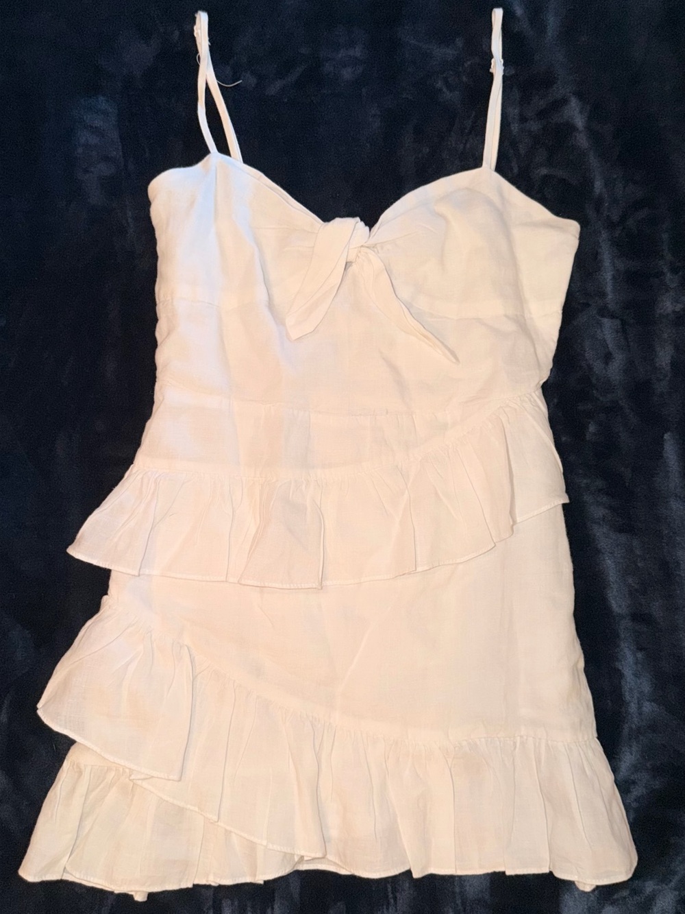 Olivaceous Cream Ruffle Tie-Front Mini Dress